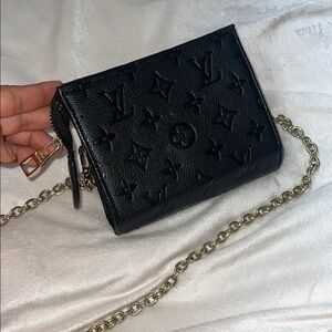 Louis Vuitton Black Crossbody Bag with Embossed Monogram